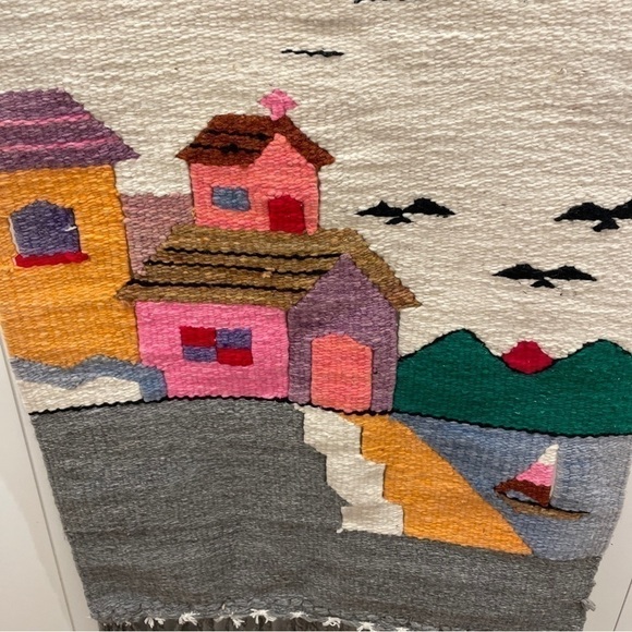 Vintage Latin/Mexican Tapestry with Boho Chic Folk Art Style—100% Wool—GORGEOUS! - Picture 2 of 10